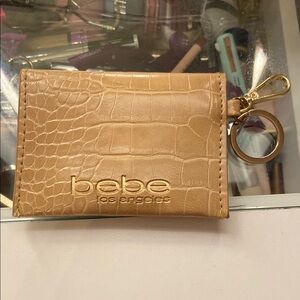Bebe Los Angeles Tan Croc-Embossed Card Holder like new